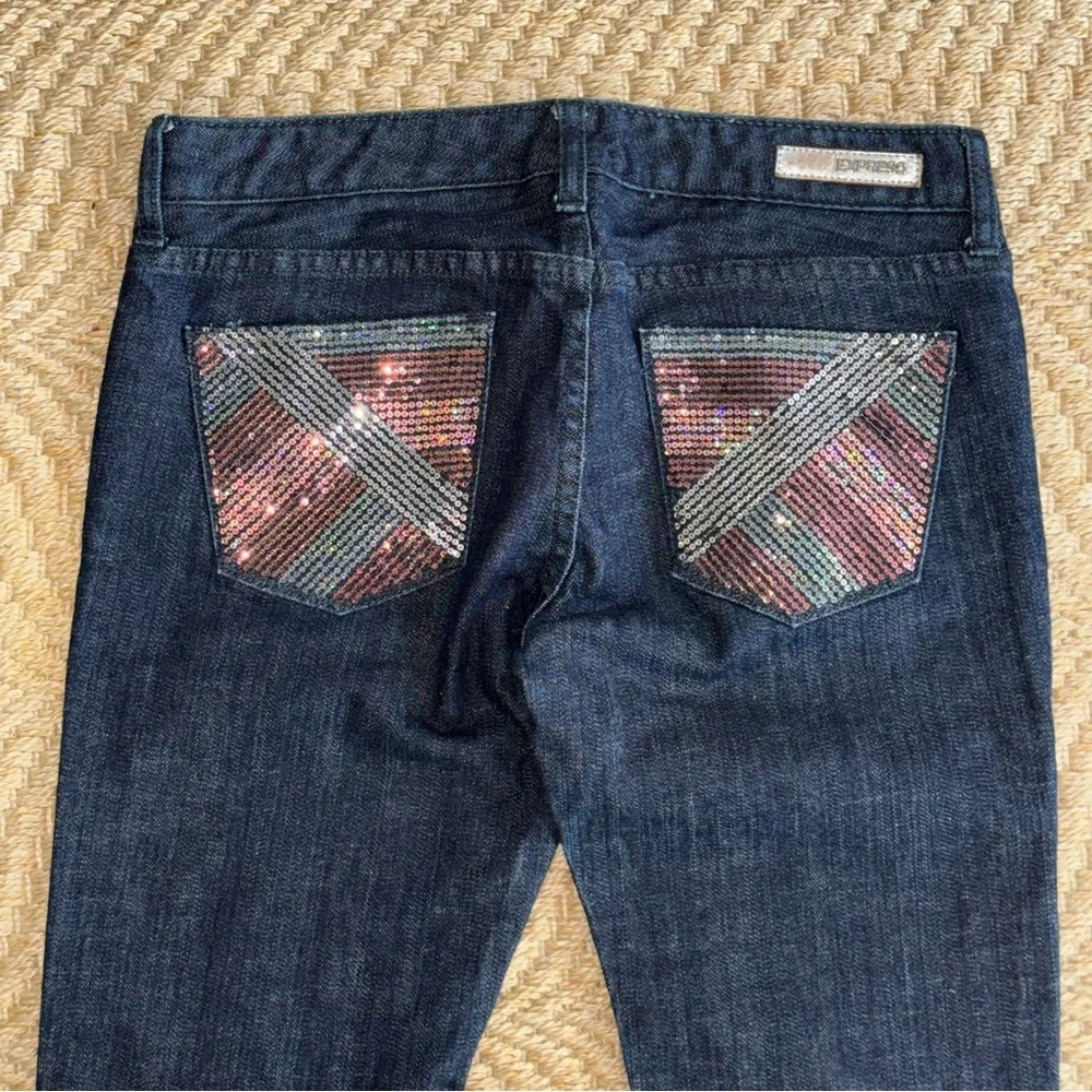 Women’s 6 Express Dark Indigo Jeans with Sparkling Pocket Stella Pants Straight